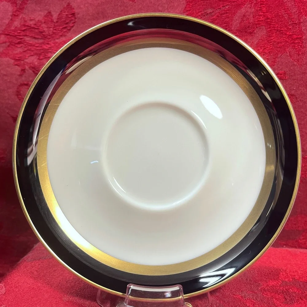 Gorham Midnight Contessa Tea Cup and Saucer Set 24K Gold Fine China Japan Rare